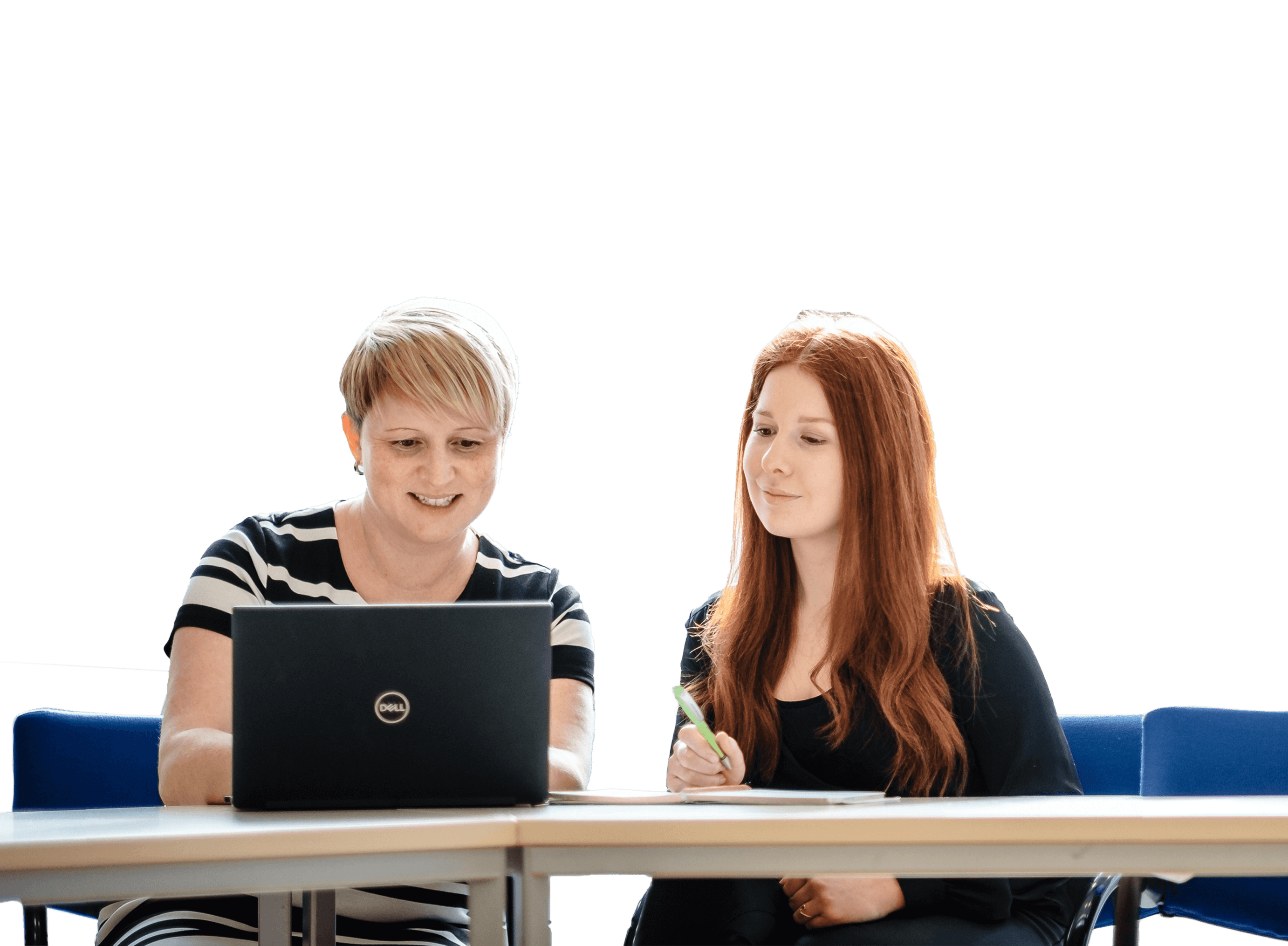 Two women at the laptop