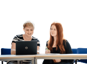 Two women at the laptop