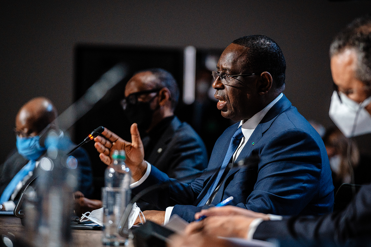 H.E. President Macky Sall (President of the African Union, President of Senegal) speaking